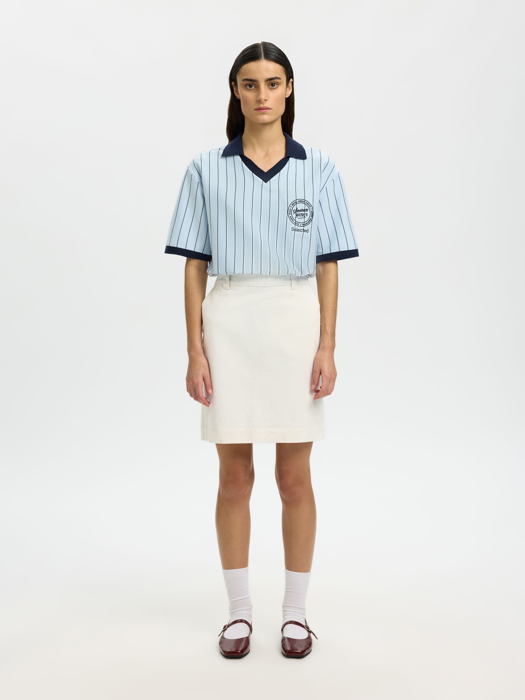 KATOENMIX MIDDELLANGE ROK, Egret, highres