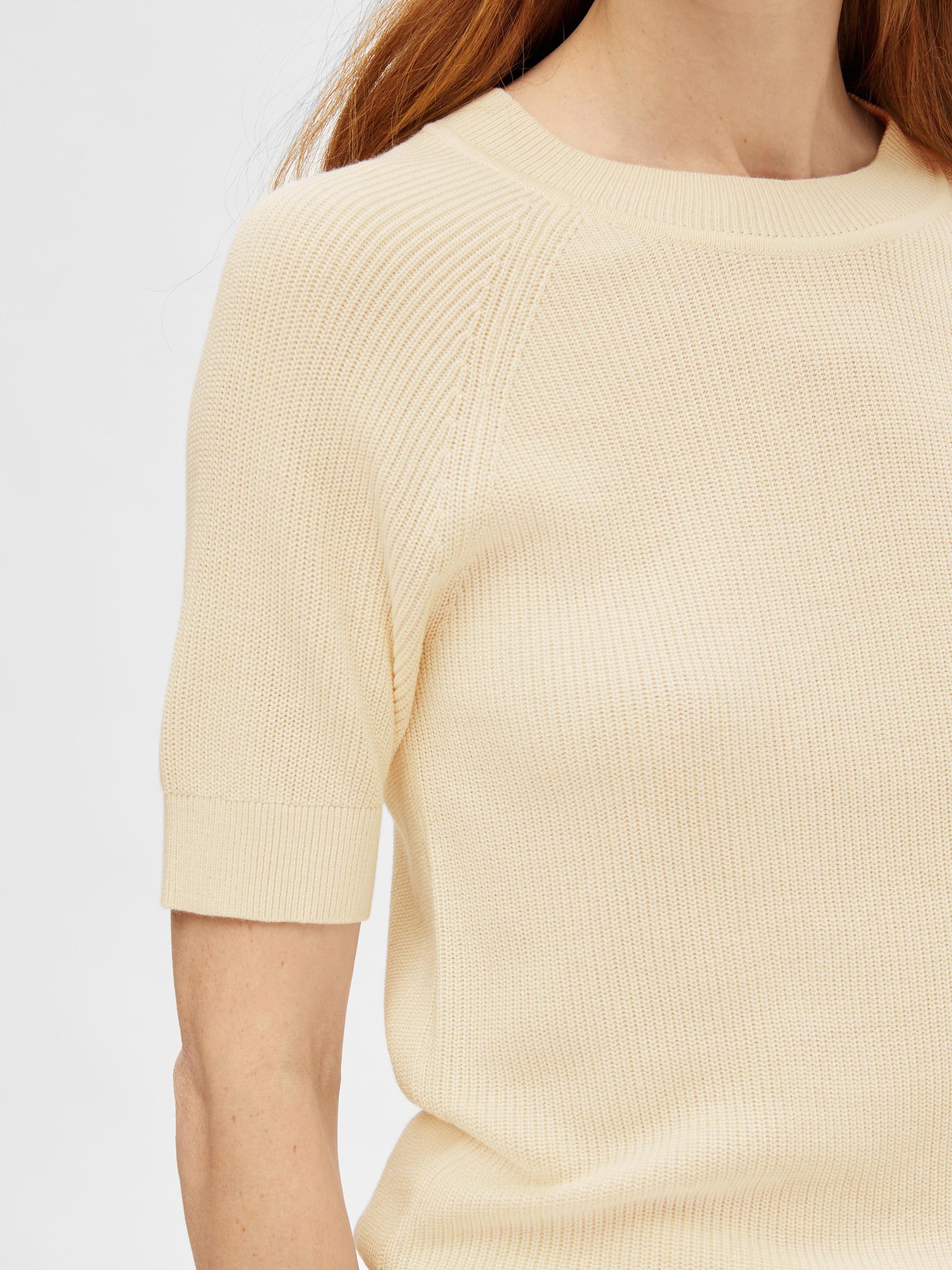 VISCOSE BLEND KNITTED TOP, Birch, highres
