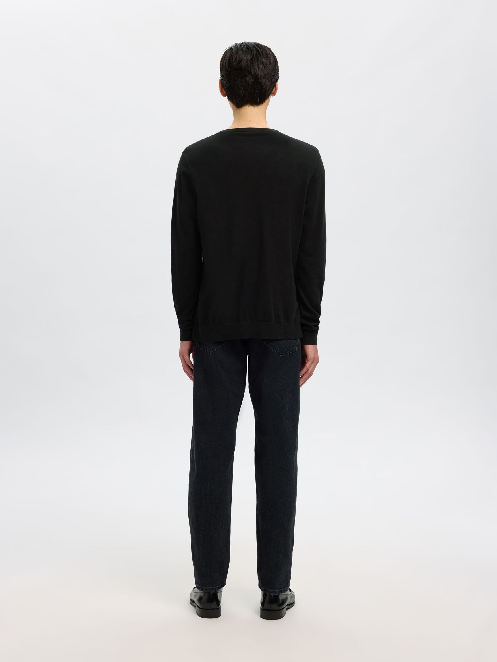 LONG-SLEEVED KNITTED JUMPER, Black, highres