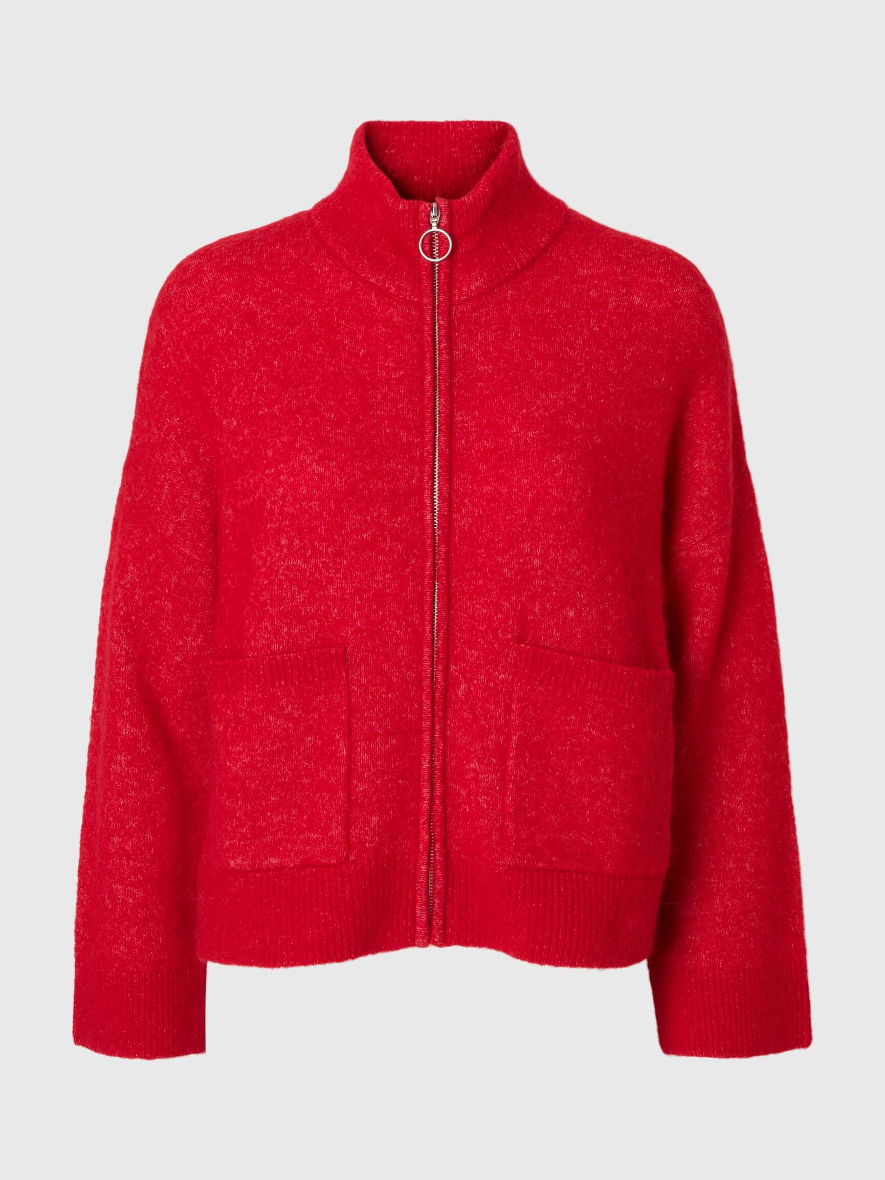WOOL BLEND CARDIGAN, Equestrian Red, highres