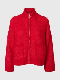WOOL BLEND CARDIGAN, Equestrian Red, highres