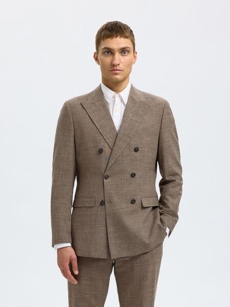 Selected SLIM FIT  DOUBLE-BREASTED BLAZER, Dark Sand Melange, highres - 16098184_DarkSandMelange_003.jpg