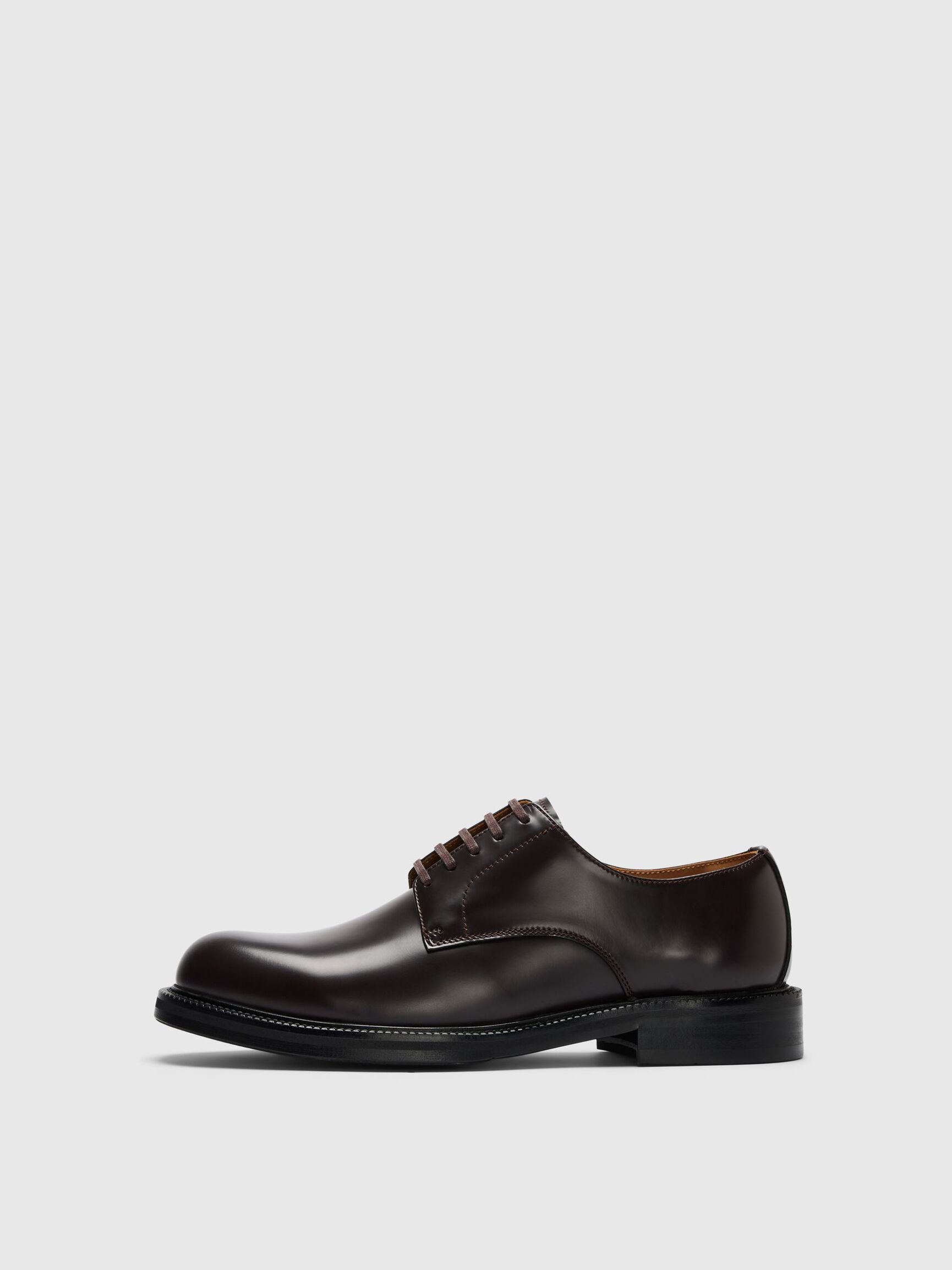 LEATHER DERBY SHOES, Demitasse, highres