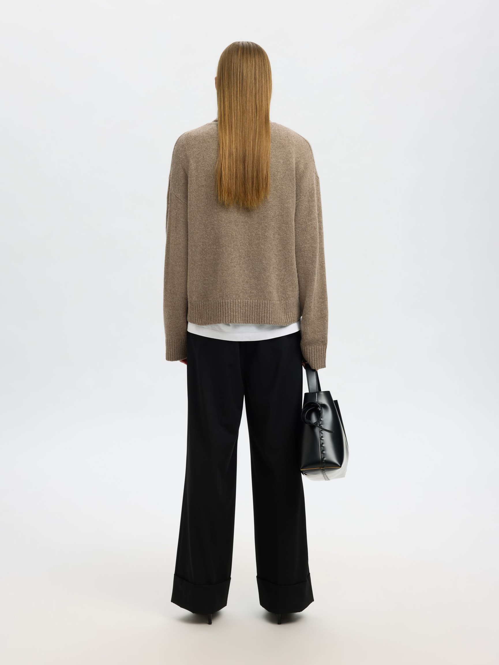 WOOL BLEND ROLL NECK JUMPER, Desert Taupe, highres