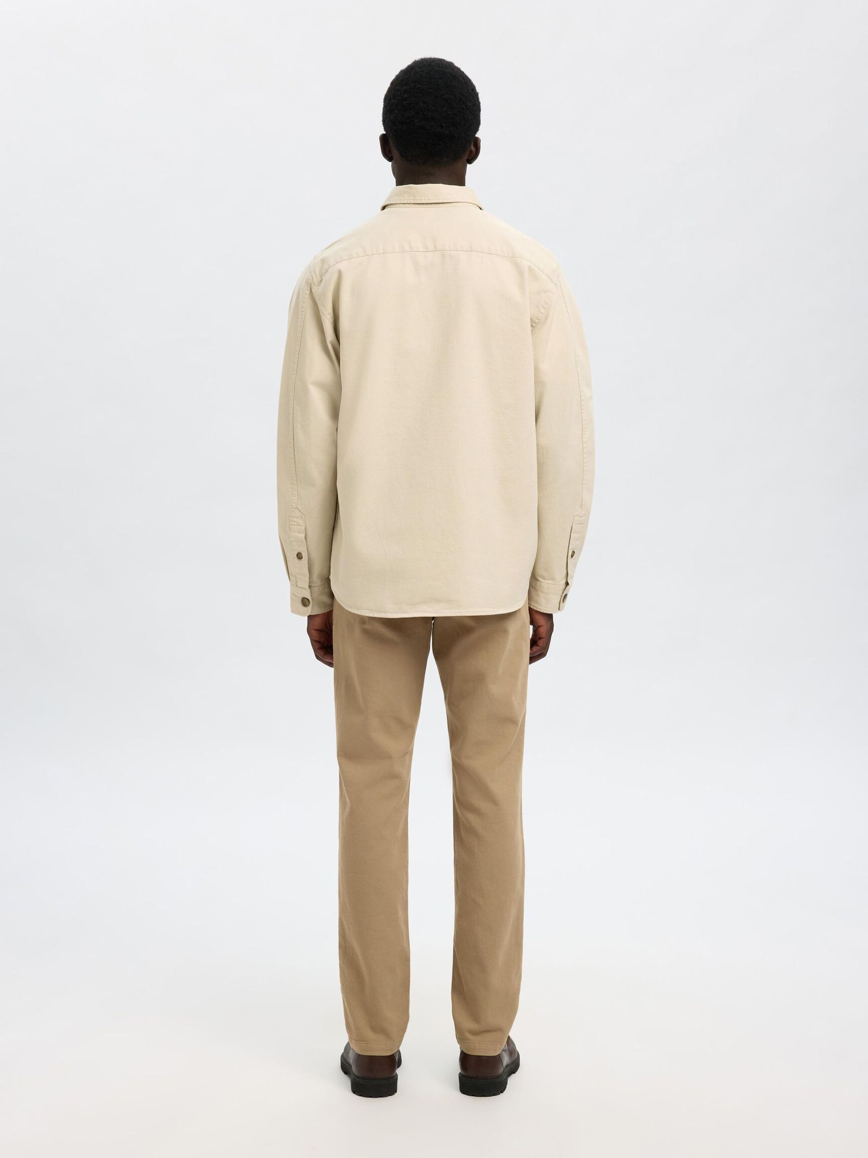 REGULAR FIT TWILL OVERSHIRT, Oatmeal, highres