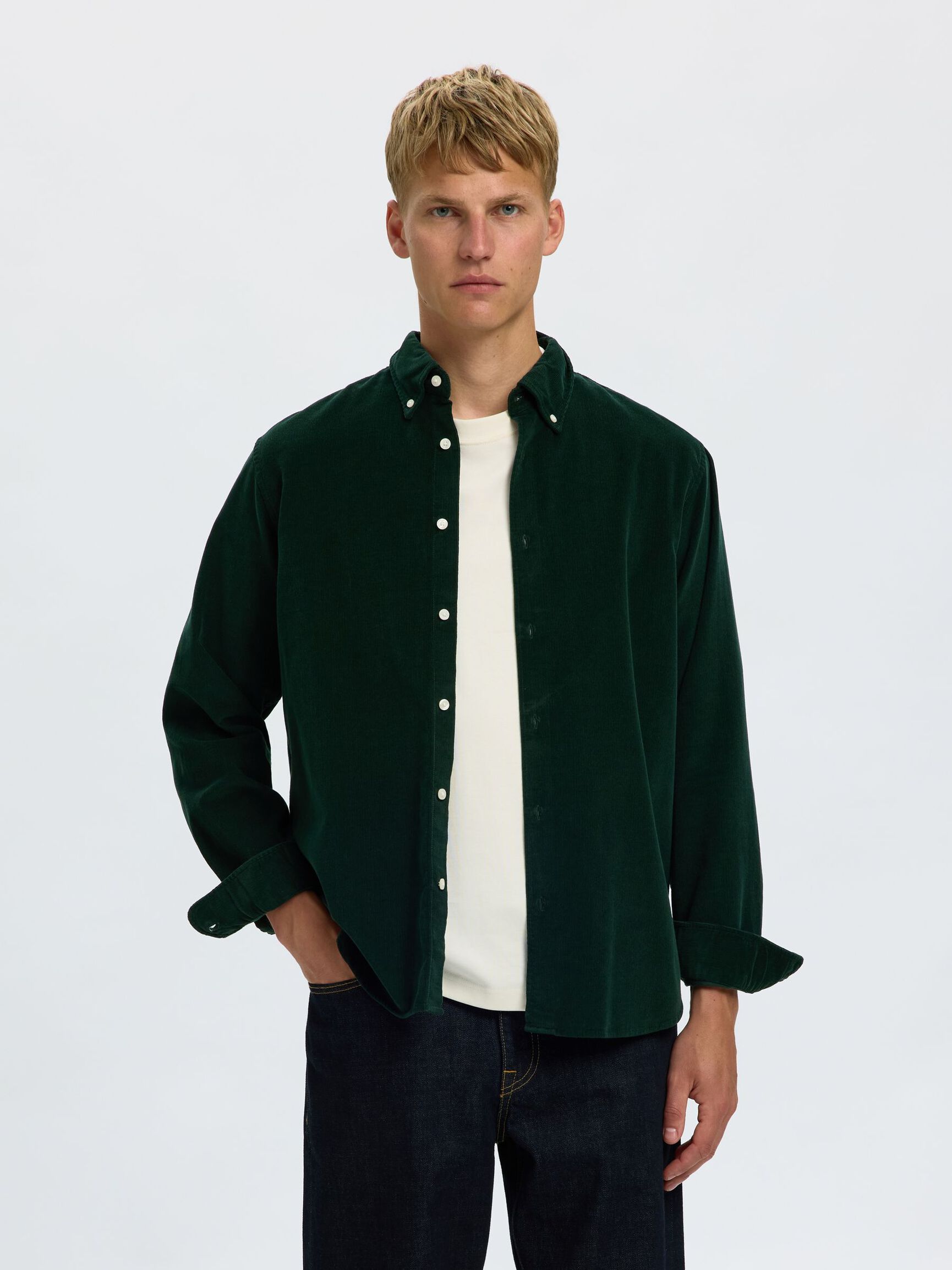 COTTON  CORDUROY SHIRT, Pine Grove, highres