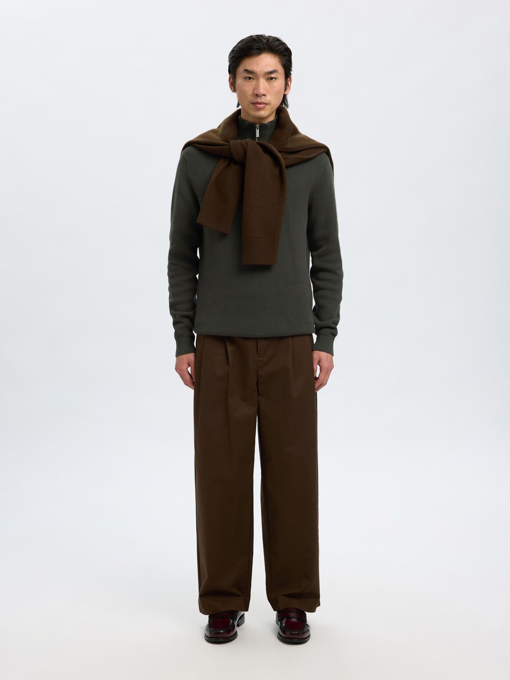 HALVE RITSSLUITING SWEATER, Deep Forest, highres