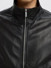 100 % CUERO CAZADORA BOMBER, Black, highres