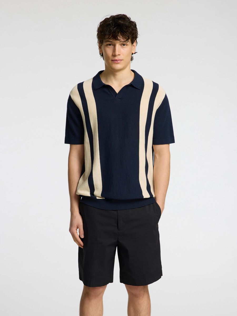 Selected SHORT SLEEVED KNITTED POLO SHIRT, Sky Captain, highres - 16096197_SkyCaptain_1151789_003.jpg