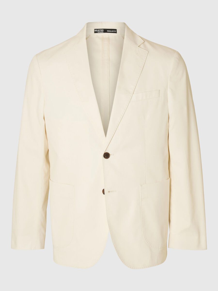 Selected 100% KATOEN BLAZER, Egret, highres - 16097639_Egret_001.jpg