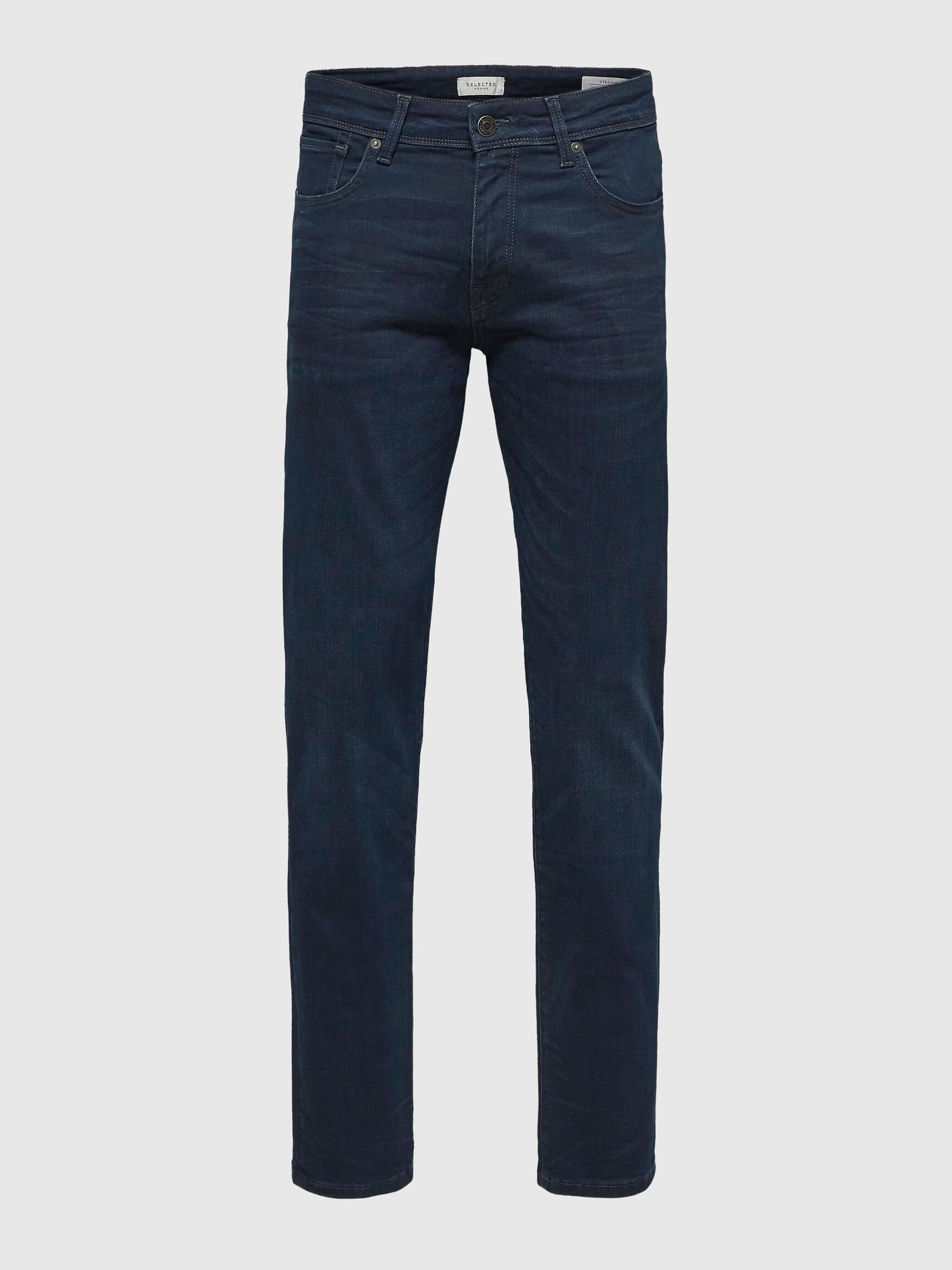 DARK WASH STRAIGHT FIT JEANS, Blue Black Denim, highres