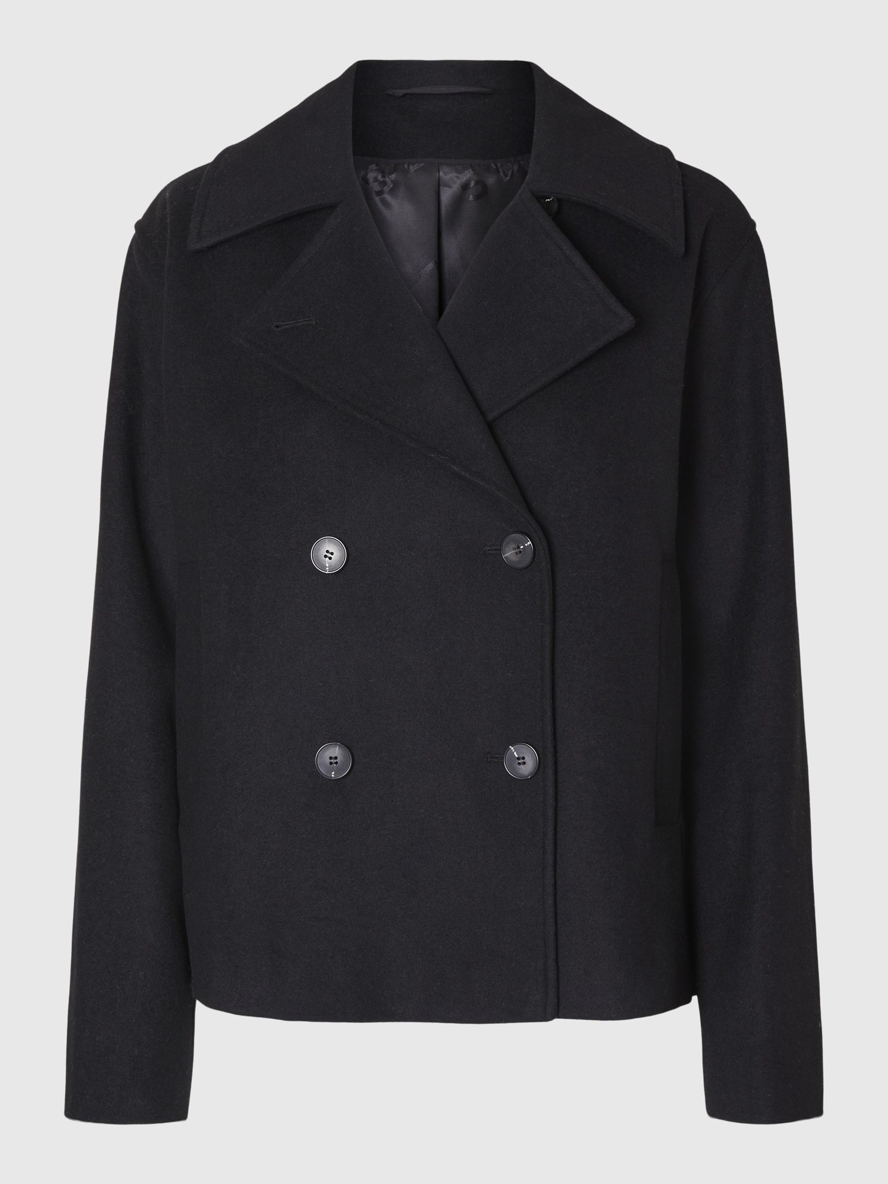DOUBLE BREASTED SHORT JACKET, Black, highres