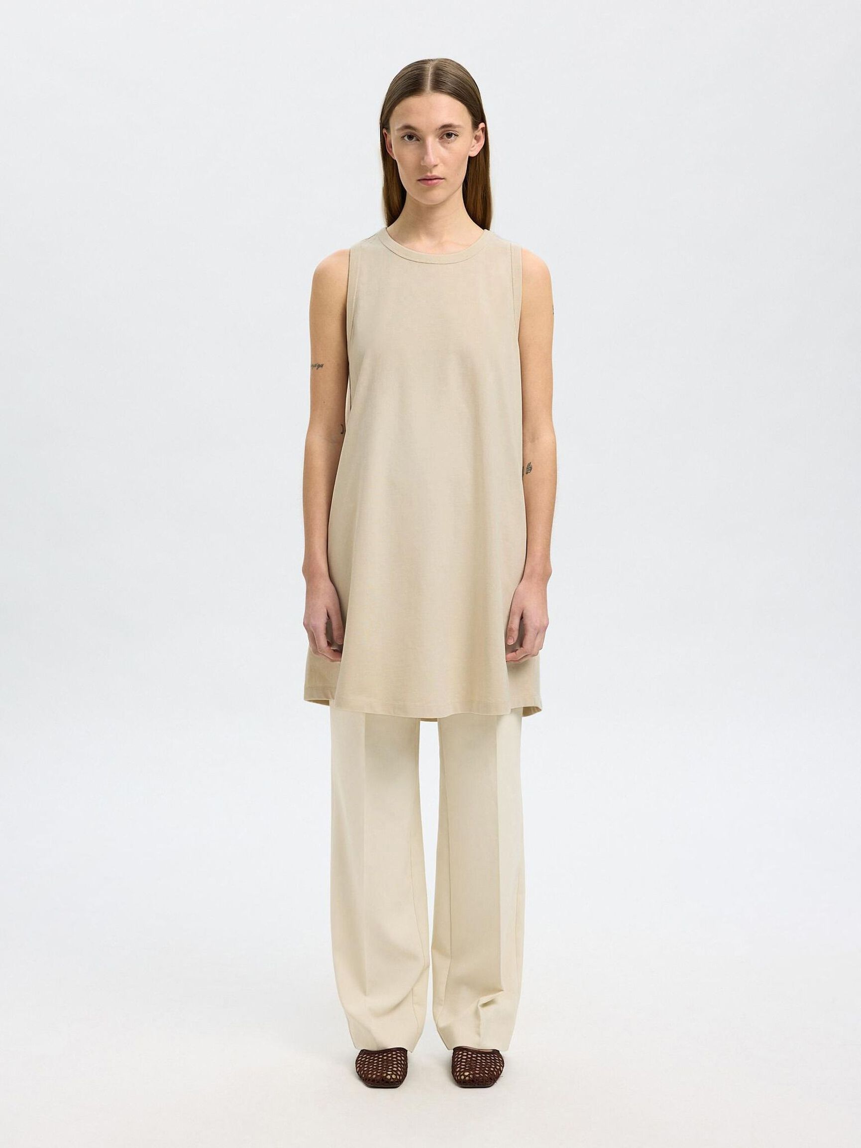 MINI SLEEVELESS DRESS, Birch, highres