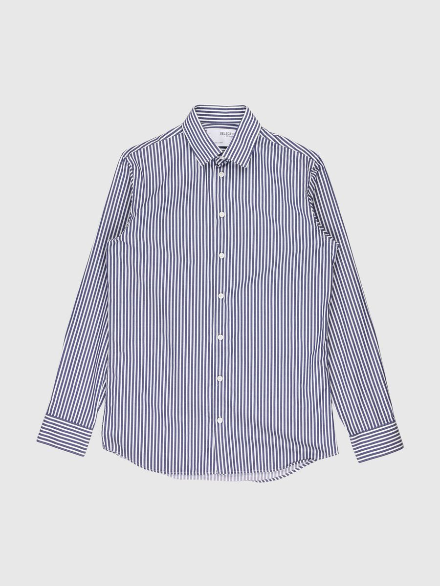 Selected LONG-SLEEVED SLIM FIT SHIRT, Dark Sapphire, highres - 80000391_DarkSapphire_862472_001.jpg