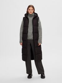 LONG PADDED GILET, Black, highres