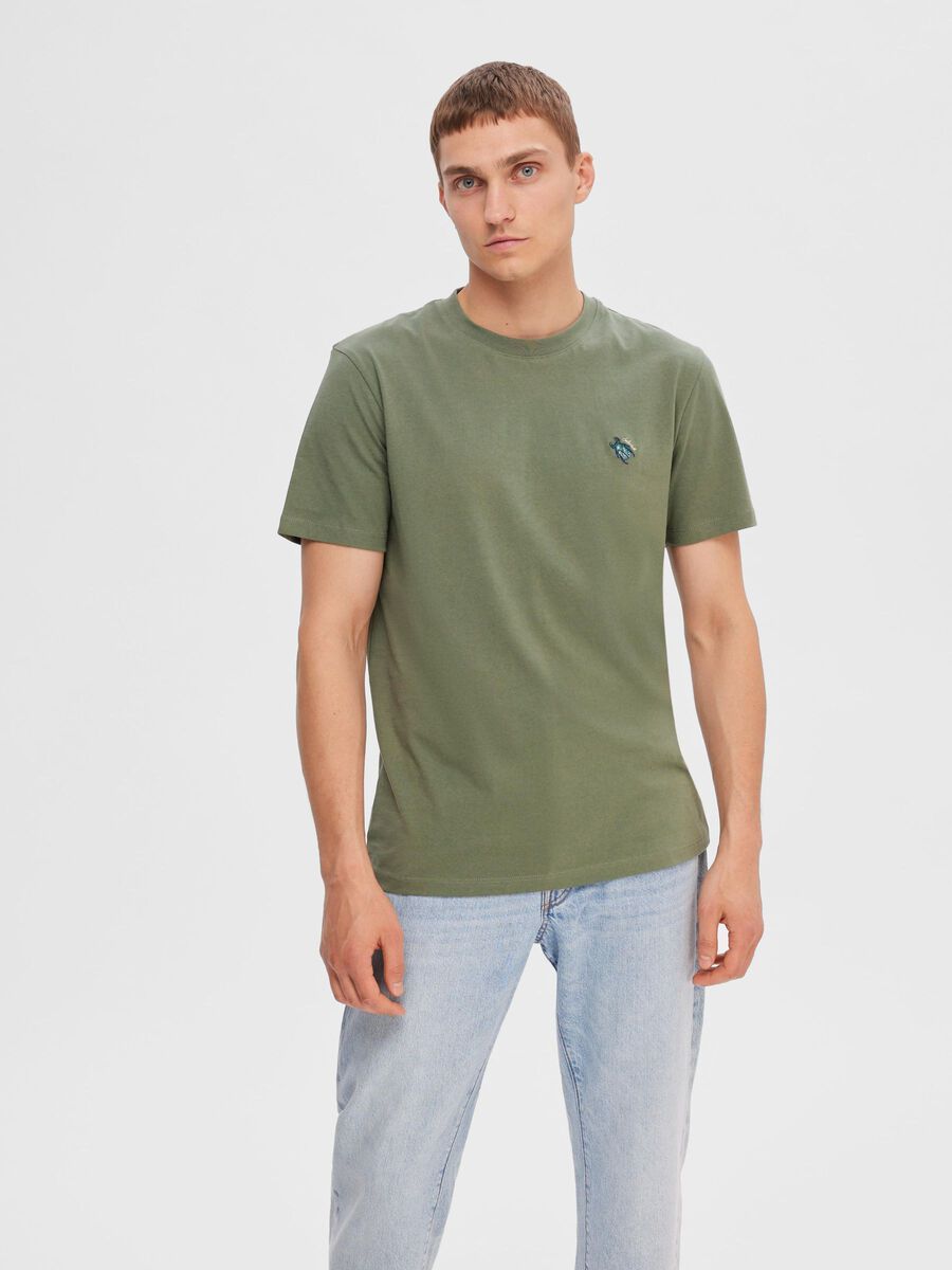 Selected EMBROIDERED T-SHIRT, Agave Green, highres - 16091533_AgaveGreen_003.jpg