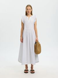 TAILLENGÜRTEL MAXIKLEID, Bright White, highres