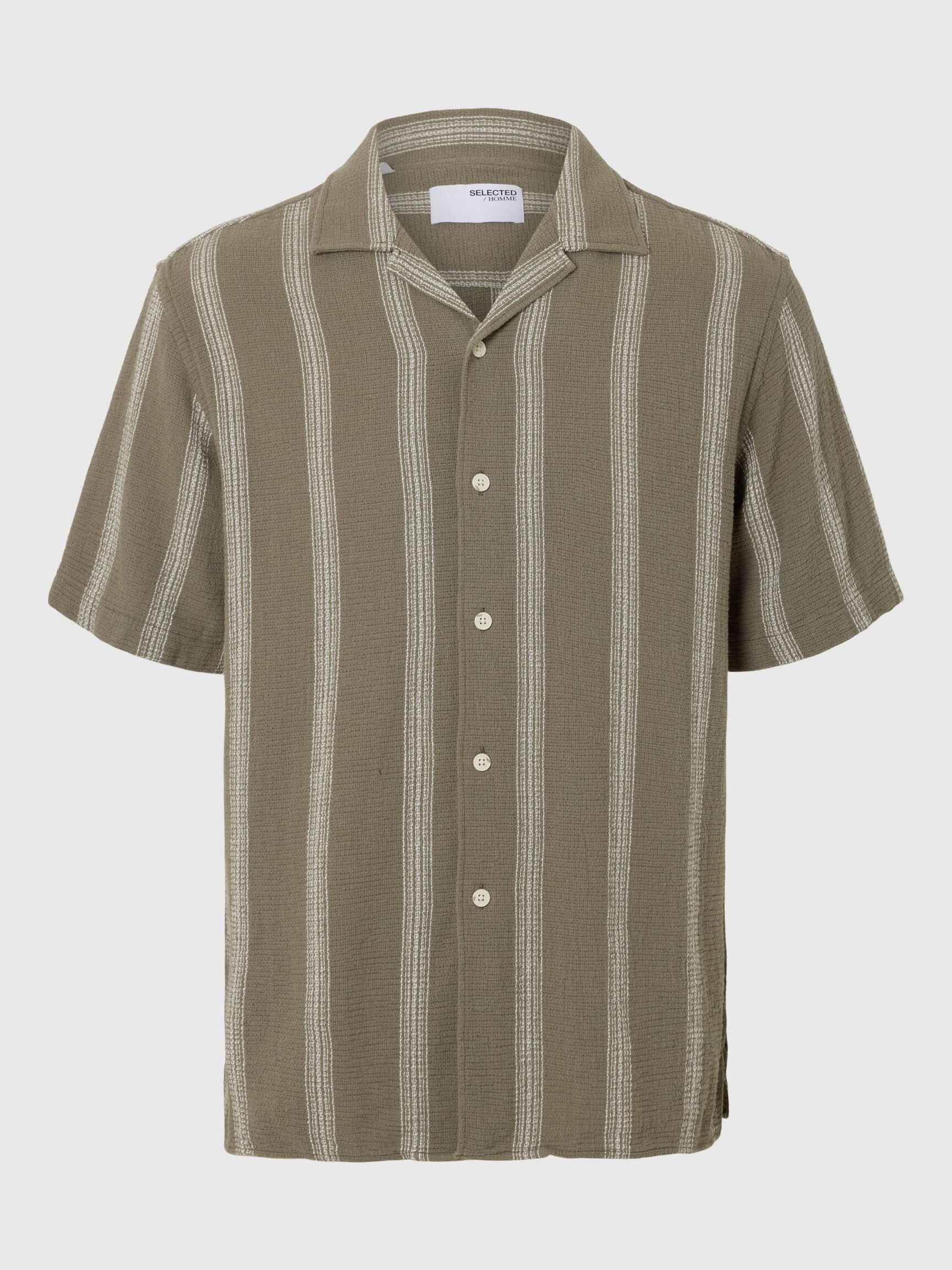 TEJIDO DE ALGODÓN CAMISA DE MANGA CORTA, Vetiver, highres
