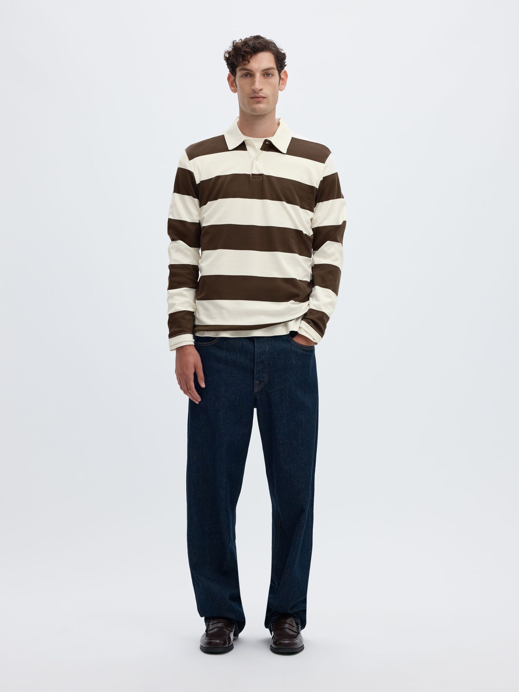 STRIPED COTTON LONG-SLEEVED POLO, Delicioso, highres