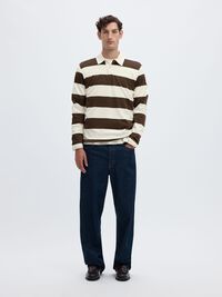 STRIPED COTTON LONG-SLEEVED POLO, Delicioso, highres