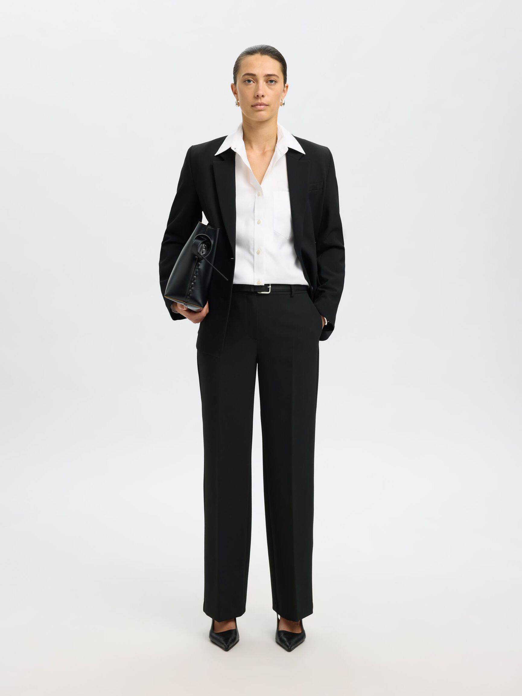 GEWEBTE HOSE, Black, highres