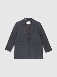 VISCOSE BLEND RELAXED BLAZER, Dark Grey Melange, highres