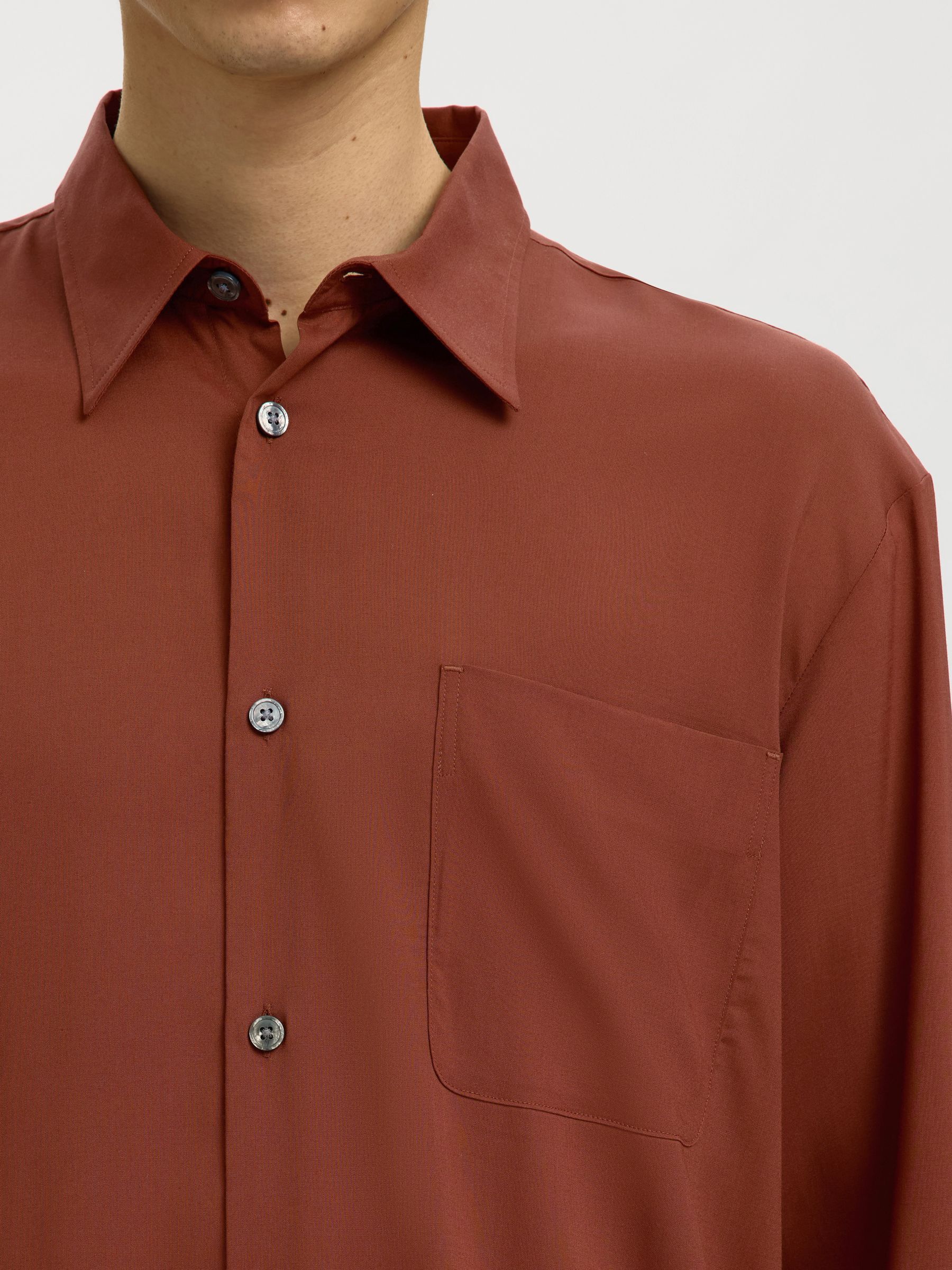 RELAXED FIT LONG SLEEVED SHIRT, Cherry Mahogany, highres
