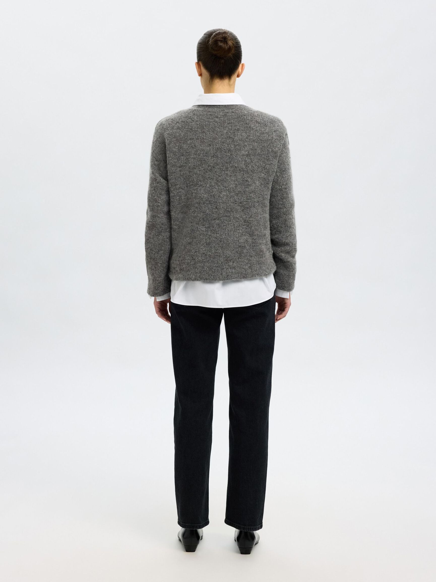 WOLLMIX STRICKPULLOVER, Medium Grey Melange, highres