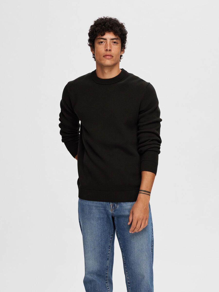 Selected RONDE HALS SWEATER, Black, highres - 16092599_Black_003.jpg