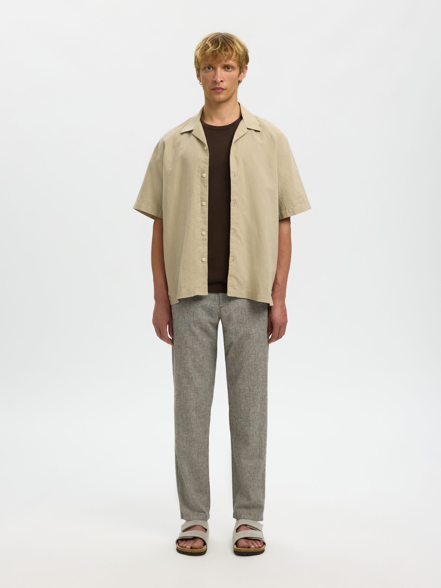 SLIM TAPERED LINEN BLEND TROUSERS, Delicioso, highres