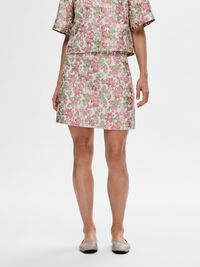 JACQUARD FLORAL MINI-JUPE, Snow White, highres