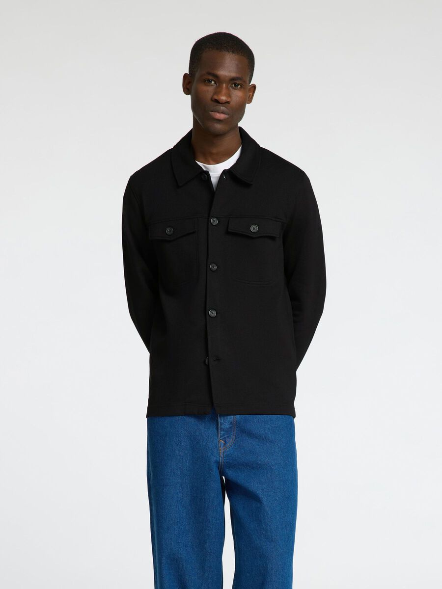 Selected REGULAR FIT OVERSHIRT, Black, highres - 16098110_Black_003.jpg
