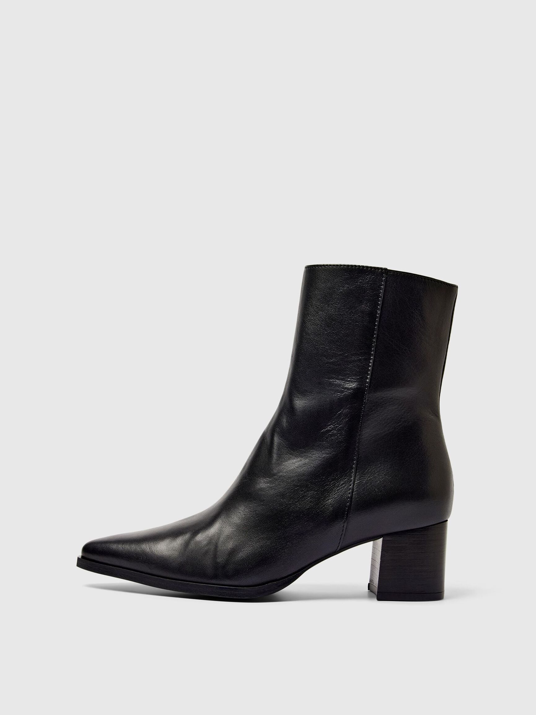 LEDER STIEFELETTEN, Black, highres