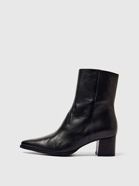LEDER STIEFELETTEN, Black, highres