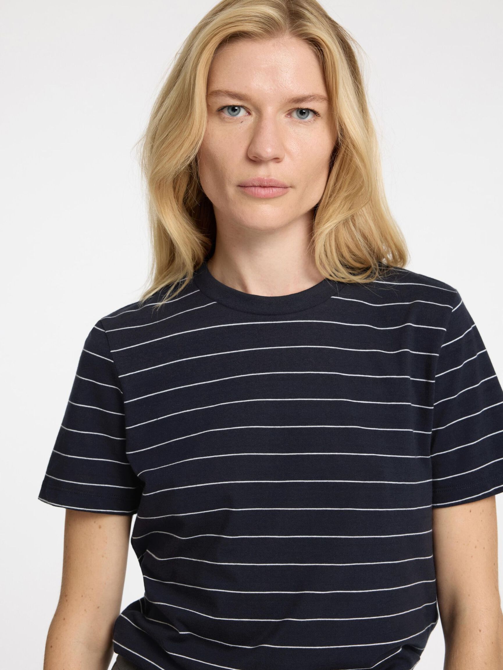 STRIPED COTTON T-SHIRT, Dark Sapphire, highres