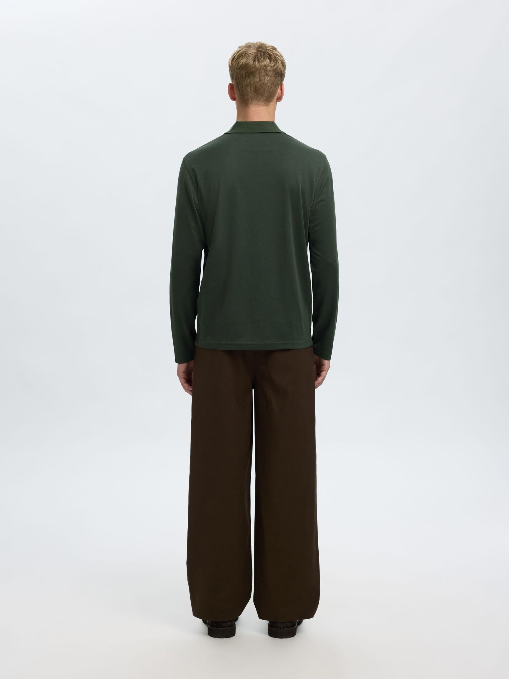 COTTON BLEND POLO SHIRT, Deep Forest, highres