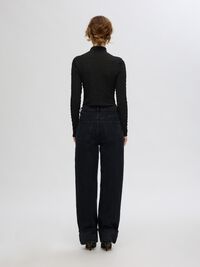 TEXTURED LONG SLEEVED TOP, Black, highres