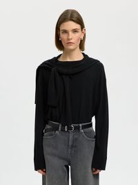 100% MERINO WOOL PULLOVER, Black, highres