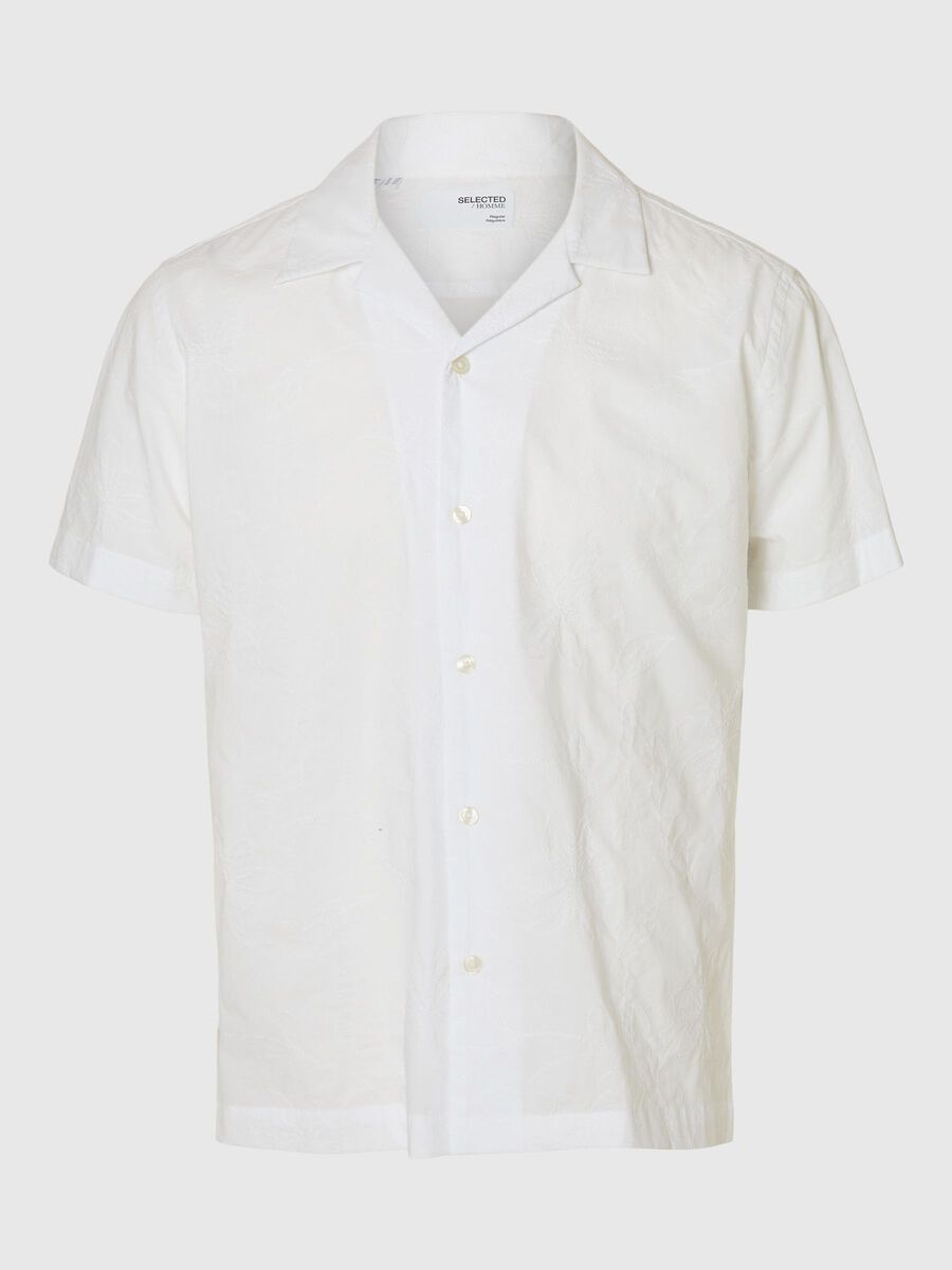 Selected 100% COTTON SHORT SLEEVED SHIRT, White, highres - 16097686_White_1183912_001.jpg