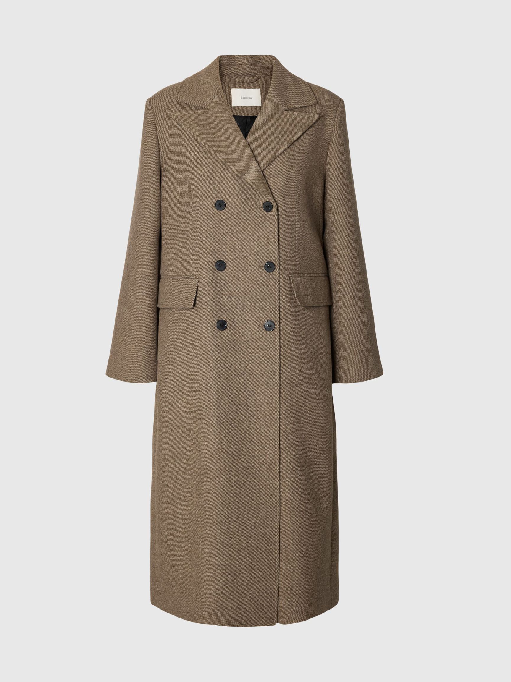 WOOL BLEND COAT, Chocolate Chip, highres