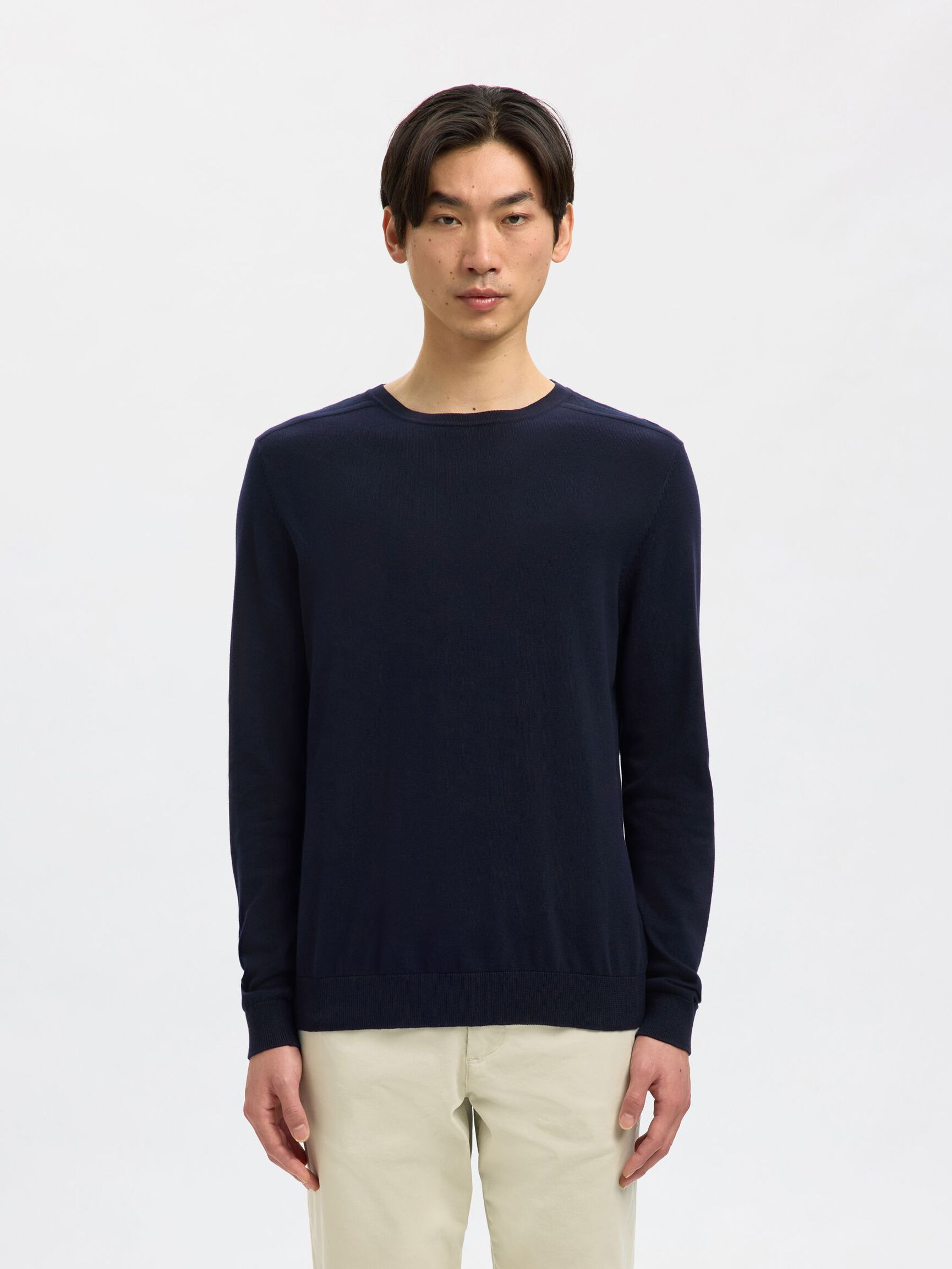 LONG-SLEEVED KNITTED JUMPER, Navy Blazer, highres