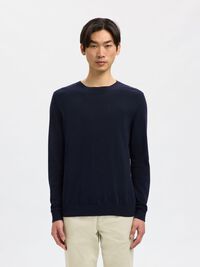 LONG-SLEEVED KNITTED JUMPER, Navy Blazer, highres