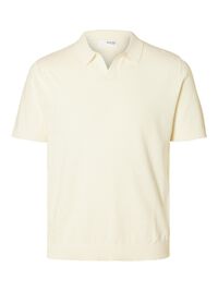 LINEN BLEND POLO SHIRT, Egret, highres