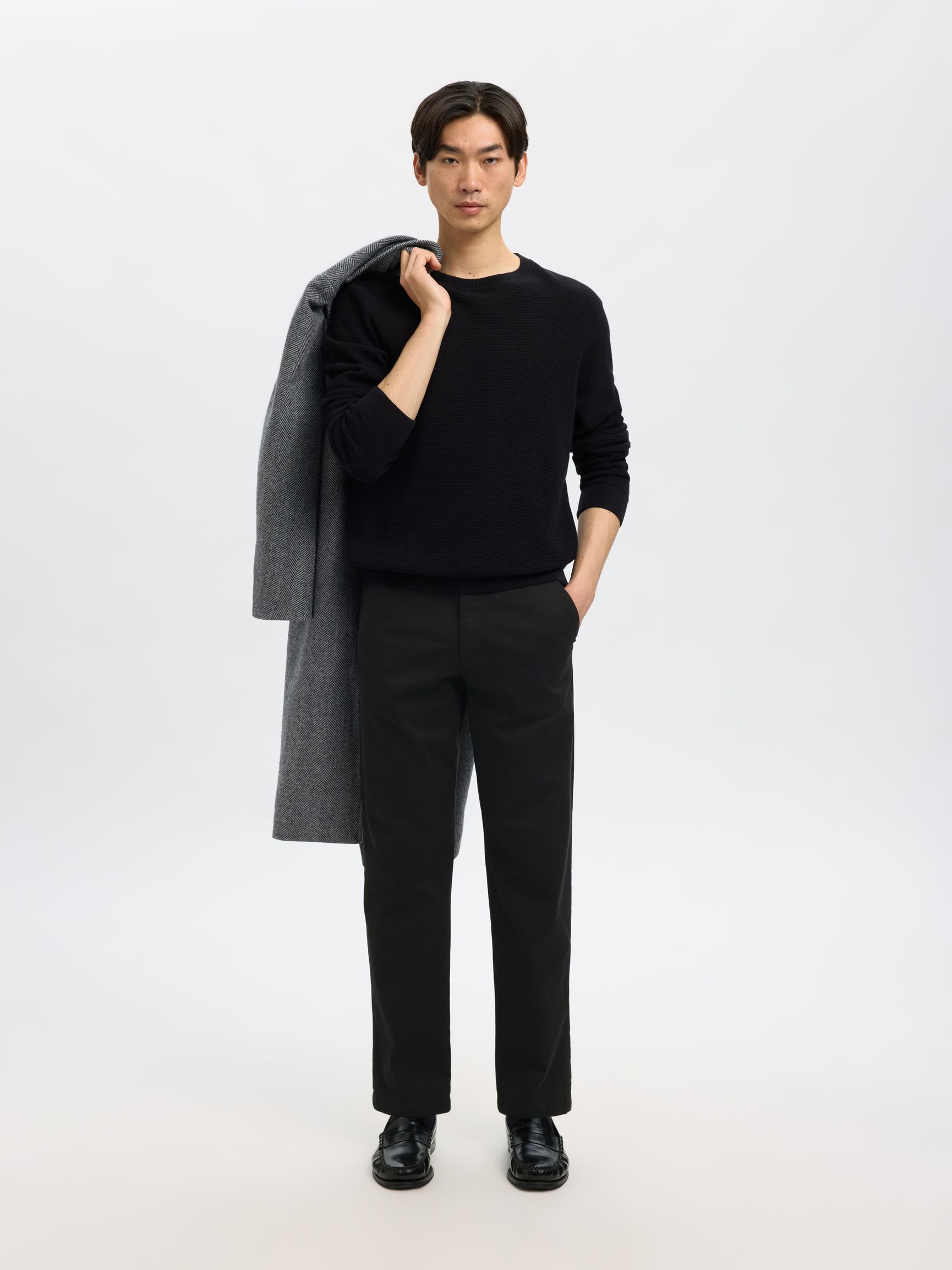 196 STRAIGHT FLEX CHINOS, Black, highres