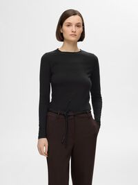 BASIC LONG-SLEEVED T-SHIRT, Black, highres