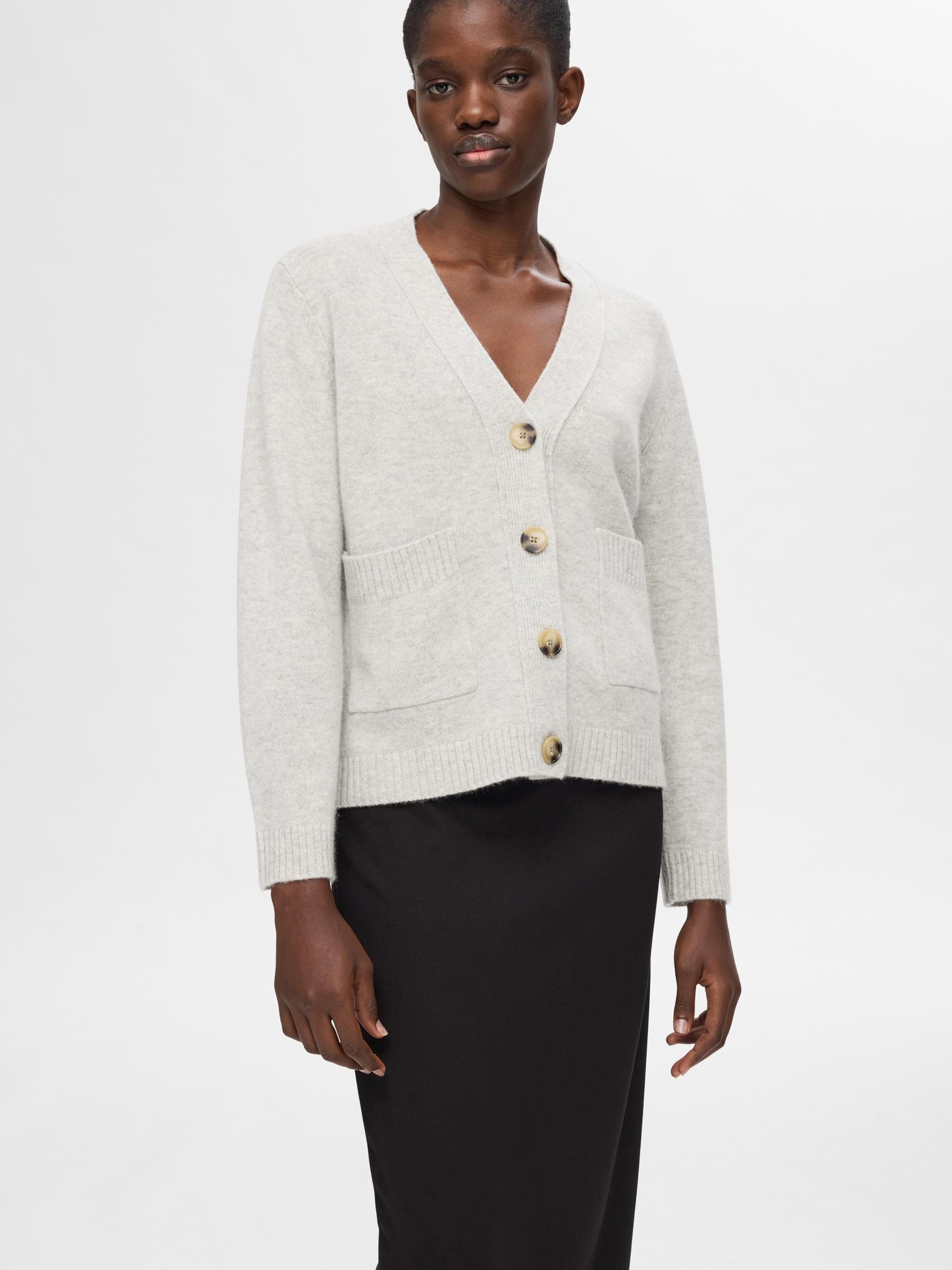 CARDIGAN, Light Grey Melange, highres
