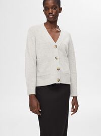 ULDBLANDING LØS CARDIGAN, Light Grey Melange, highres