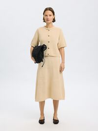 SHORT SLEEVED KNITTED CARDIGAN, Birch, highres