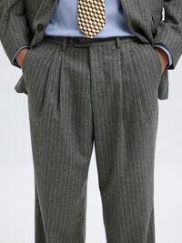 PINSTRIPE SUIT TROUSERS, Medium Grey Melange, highres