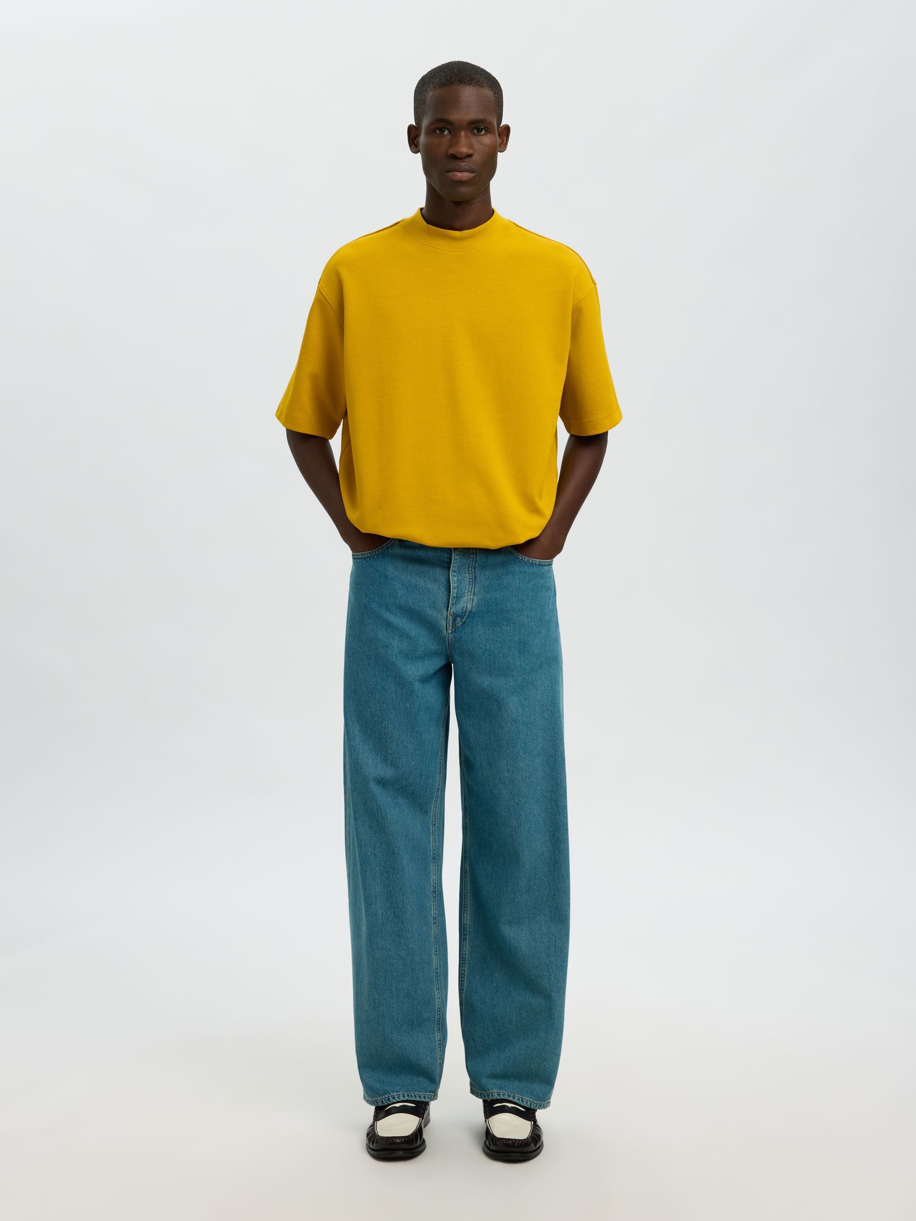 HALVPOLO T-SHIRT, Gold Flake, highres